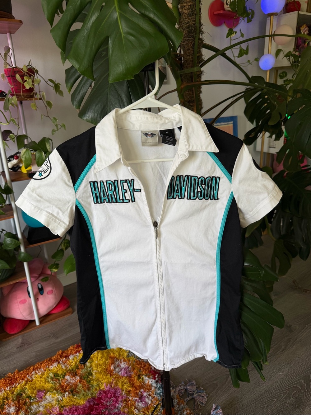 Harley Davidson Women's vintage
Colorblock Full-Zip Collared Shirt